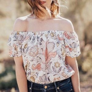Loft floral print off-the-shoulder blouse